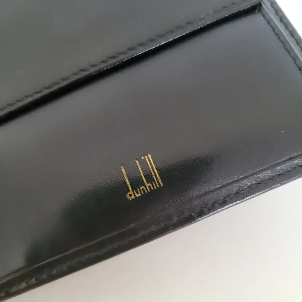 Dunhill Designer Mens Wallet Black Bifold Leather Folding Medium Logo Vintage‎